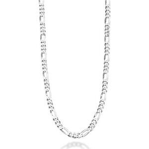 925 Sterling Silver Italian 5mm Diamond-Cut Figaro Link Chain Necklace